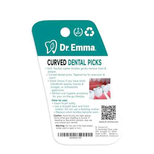 Dr. Emma Dental Picks Mint Curved Soft Rubberized Tooth Picks Easy to Use Brush Picks with Carry Case, 90Ct/Pack, 2 Pack