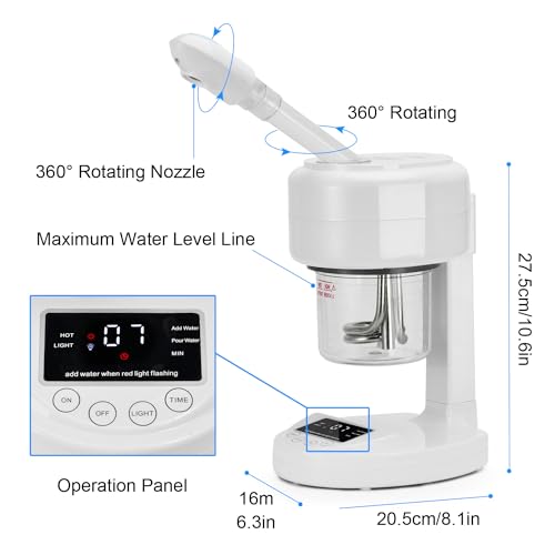 Nano Ionic Facial Steamer with 360° Rotating Nozzle & Extendable Arm