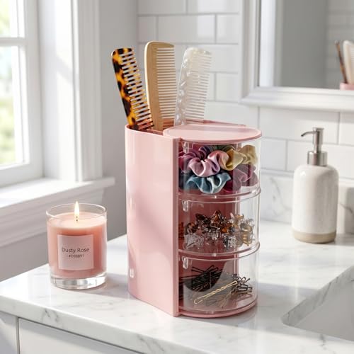 Rotating Hair Accessory Organizer with Brush Holder