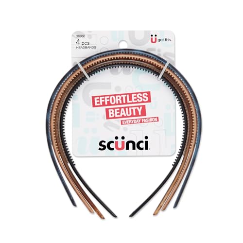 Scünci Skinny Headbands, 4-Pack No-Damage Hold