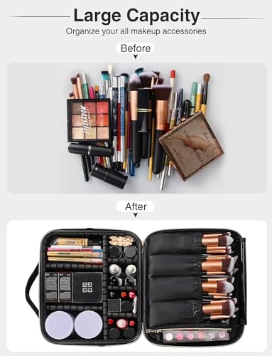 Relavel Travel Makeup Case Organizer with Adjustable Dividers