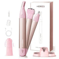 Nose Hair Trimmer for Women 3in1 Facial Hair Removal Trimmers- Rechargeable, Waterproof, Portable with Travel Bag- Trims Nose, Ear, Eyebrow, Peach-Fuzz, Lips, Chin Face Hair Remover (Rose Pink)