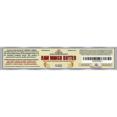 ANCIENT HEALTH REMEDIES Organic Unrefined Raw MANGO BUTTER JAR/BLOCKS