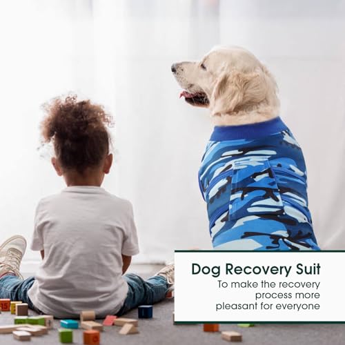 Kuoser Recovery Suit for Dogs Cats After Surgery, Professional Pet Recovery Shirt Dog Abdominal Wounds Bandages, Substitute E-Collar & Cone,Prevent Licking Dog Onesies Pet Surgery Recovery Suit