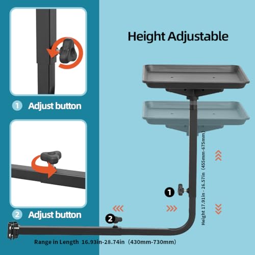 Steel Salon Tray for Hair Stylist - Attached to Chair, 360 Degree Rotating - Barber & Hairdressing Tools (Black)