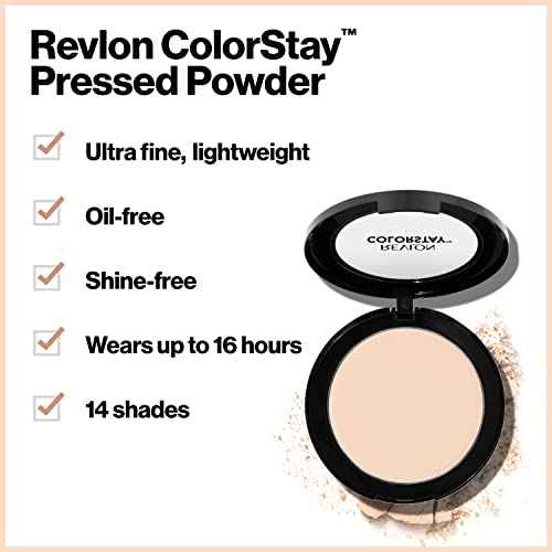 Revlon ColorStay Pressed Powder Face Makeup, Longwearing, Fragrance-Free, Noncomedogenic, 830 Light Medium, 0.3 oz