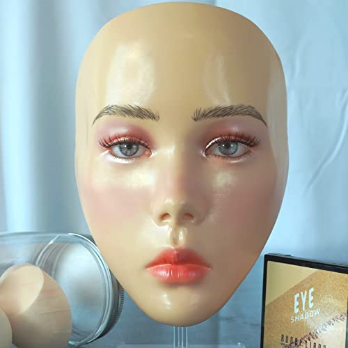 5D makeup Practice Face Board, Silicone Makeup Mannequin Face, Reusable Beginner Practice Eye Makeup Face, Eye Fake Silicone, Makeup Artist Full Face Practice Eyelash Eye Shadow Eyeliner Pen Simulatio