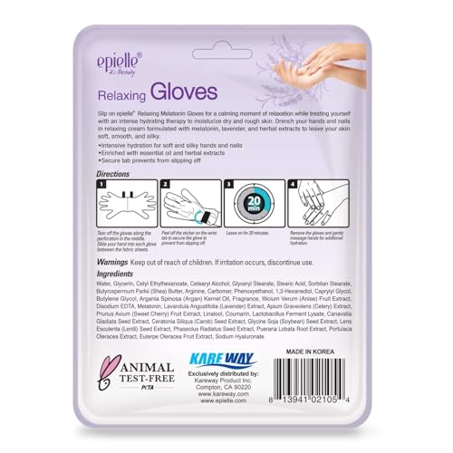 Epielle Relaxing Hand Mask Gloves with Melatonin & Lavender (6 Pairs)