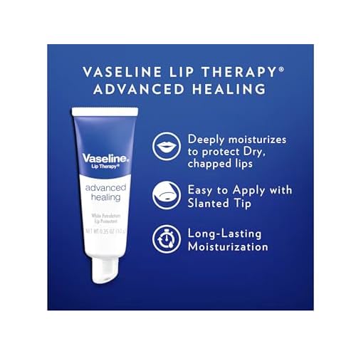 Vaseline Lip Therapy Lip Balm Tube, Advanced Healing Lip Protectant, 0.35 OZ - 3 Pack