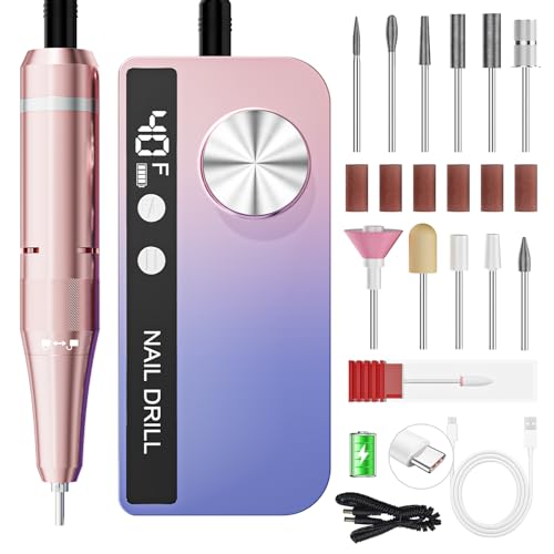 Professional Electric Nail Drill 40,000 RPM with 12 Bits - Rechargeable & Portable for Salon & Home Use
