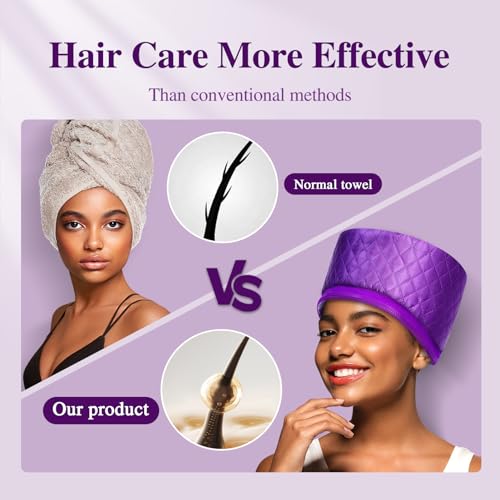Aopow Purple 10-Level Heated Steam Cap for Deep Conditioning & Hair Steaming