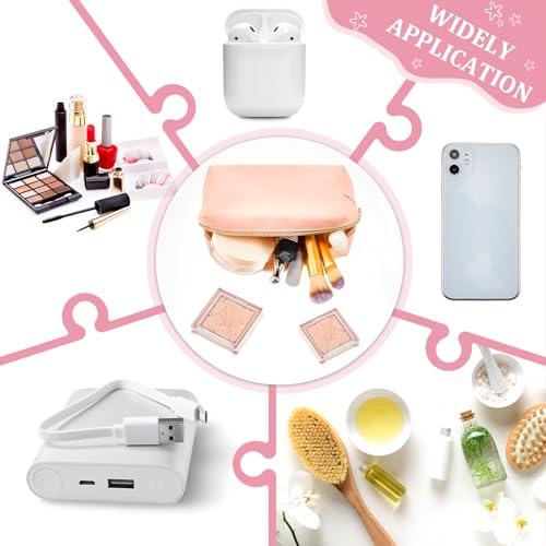 Cunno 24 Pcs Preppy Makeup Bag PU Leather Cosmetic Bag Makeup Pouch Plain Cosmetic Pouch Waterproof Toiletry Bags for Traveling Preppy Travel Purse Cosmetic Organizer