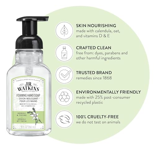 J.R. Watkins Neroli & Thyme Foam Hand Soap Dispenser 3 Pack, 9 fl oz