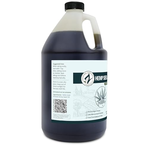 Zatural 100% Pure Hemp Seed Oil - Food Grade & Cold Pressed - Virgin Hemp Oil for Cooking, Smoothies, and Salads (1 Gallon)