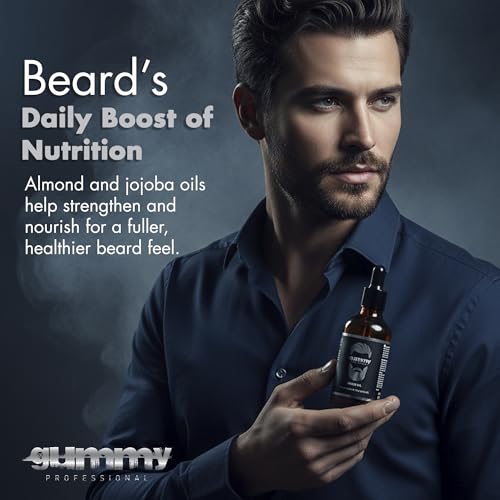 Gummy Professional Beard Oil for Men ? Lightweight Conditioning Oil Formula to Moisturize and Soften Facial Hair, Beard and Mustache ? Non Greasy Grooming Care for Daily Use ? 1.69 fl oz / 50 ml