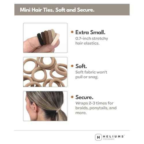 Heliums Extra Small Hair Ties No Damage - Dark Brown - Mini 0.7 Inch Tiny Soft Seamless Hair Bands for Toddlers, Braids, Kids Ponytails- 40 Count