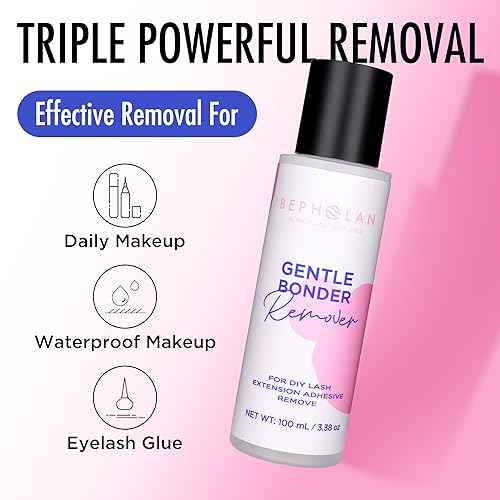 BEPHOLAN Cluster Lash Glue Remover 100ml, DIY Eyelash Extension Remover, Bond & Seal Adhesive Self Use, for Sensitive Eyes, Eye Makeup & Mascara Remover