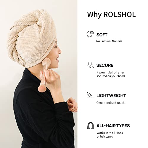 ROLSHOL 4-Pack Extra Large Microfiber Hair Towel Wraps