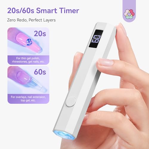 SAVILAND Rechargeable UV LED Handheld Nail Lamp - Silver, Portable Gel Curing Light
