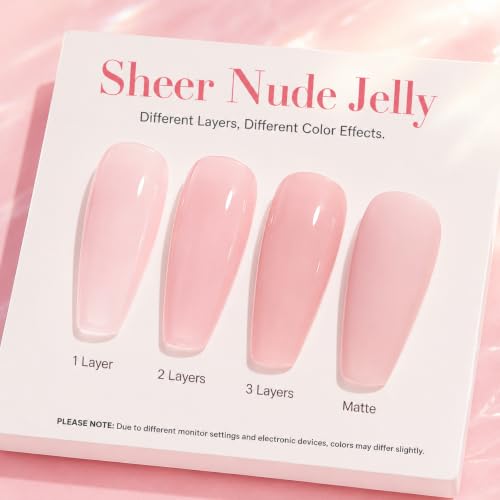 AZUREBEAUTY Jelly Pink Nude Pink Gel Nail Polish 18ML Sheer Natural Finish