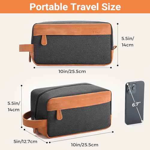 Elviros Travel Toiletry Bag for Men, Hanging Dopp Kit and Shaving Tool Pouch, Water Repellent PU Leather Mens Gift Toiletry Travel Small Bag for Bathroom and Gym, Black