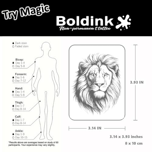 Boldink Temporary Tattoos - 15 Day Waterproof Stickers