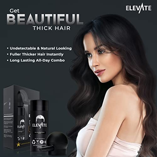 ELEVATE Hair Thickening Fibers & Spray Applicator Kit - Black