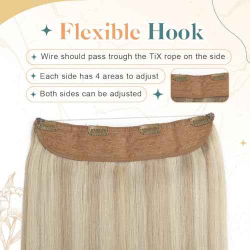 Sindra Wire Hair Extensions Real Human Hair Ash Blonde Highlights Bleach Blonde Human Extensions 70g 16 Inch Hairpiece With Clip Ins Invisible