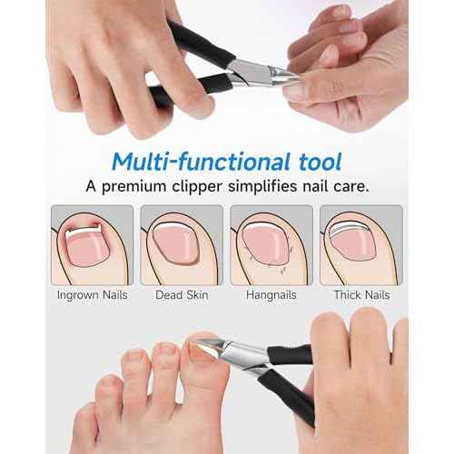 Nail Clippers,Toenail Clipper for Ingrown or Thick Toe Nails,Fingernail Clipper for Men Women Seniors with Stainless Steel Straight Blade Soft Handle Nail Cutter Black