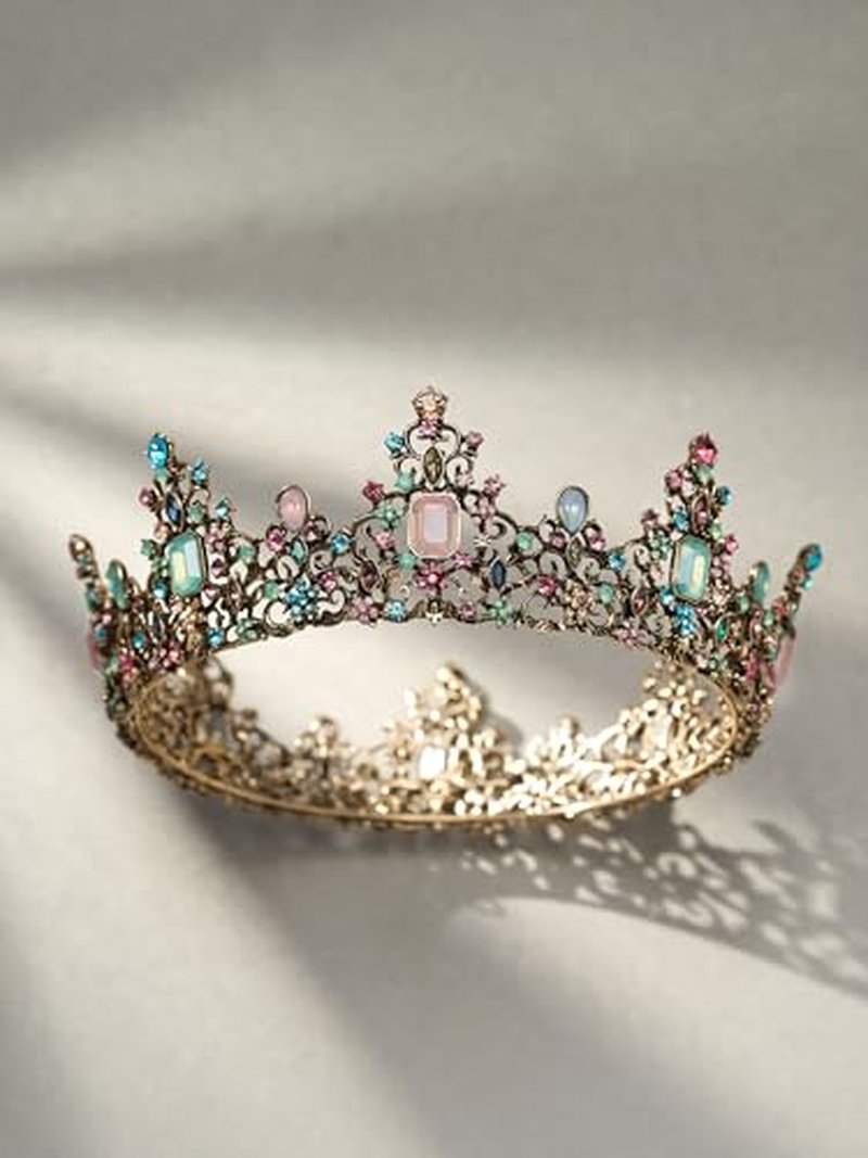 SWEETV Baroque Queen Crown Tiara for Women - Wedding & Prom Accessory