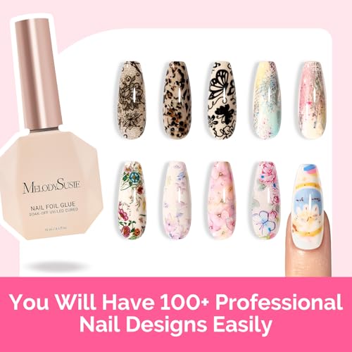 MelodySusie Nail Foil Glue Gel – 15ML LED Cure Adhesive