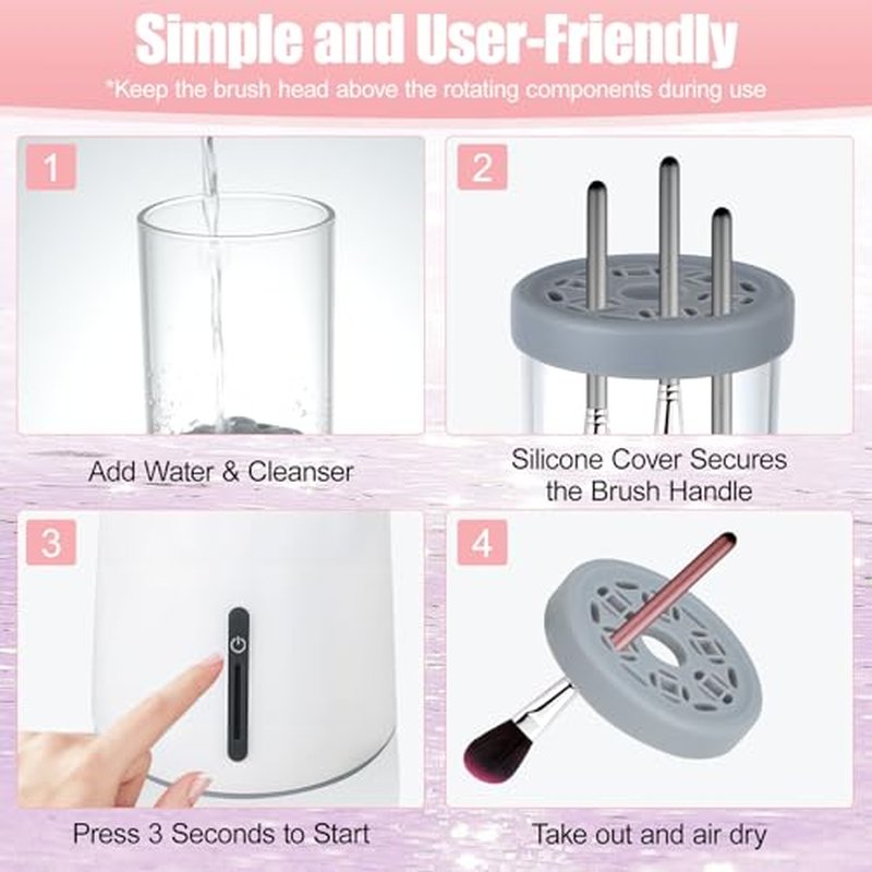 Electric Makeup Brush Cleaner - Auto Spin, IP65 Waterproof