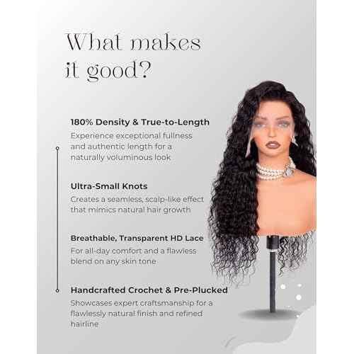 30 Inch Deep Wave Lace Front Wigs Human Hair, 13x6 HD Wet and Wavy Lace Front Wigs, Curly Human Hair Wig, 180 Density Deep Wave Wig, Pre Plucked & Glueless, Natural Color