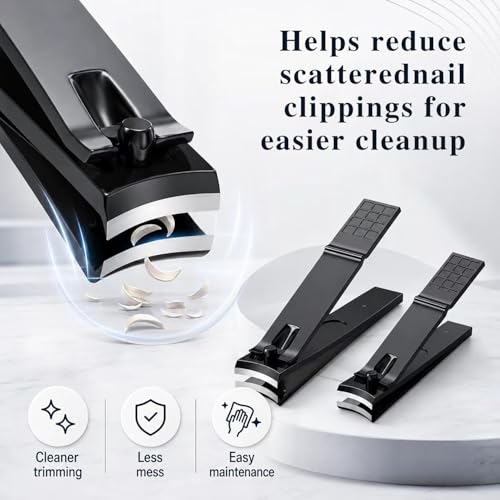 Aogeili Nail Clippers Set - Dual Size Stainless Steel for Thick Nails