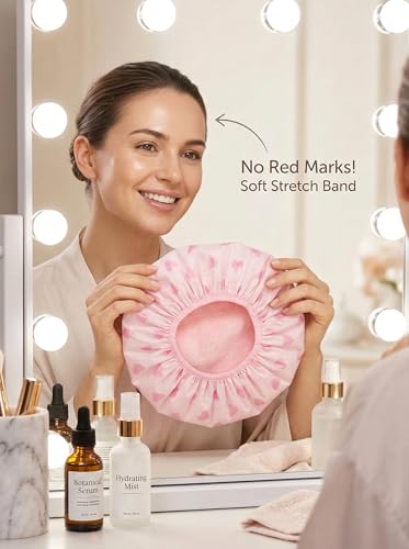 Auban Shower Cap for Women, Waterproof Terry Cloth Lined