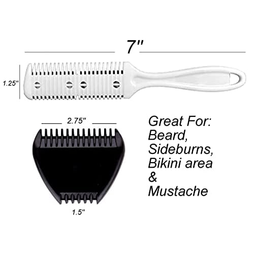 ALAZCO Combo Set, White Plastic Personal Double Edge Razor Comb Hair Beard Bikini Trimmer and Mini 3-Razor Black Plastic MANUAL TRIMMING Comes with 12 Extra Blades