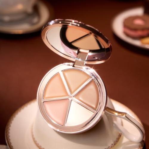 Flower Knows The Sweetie Bear 4-Color Concealer Palette,Highlihter Correct Contour Face Maekup,Blendable,High-Coverage & Crease-proof,Buildable All-Day Wear Compact,0.23 Oz(01 Strawberry Chocolate)