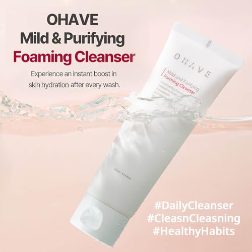 OHAVE Mild & Purifying Foaming Cleanser Gentle Vegan Face Wash,korean skin care, beauty, Hydrating & Soothing,makeup remover