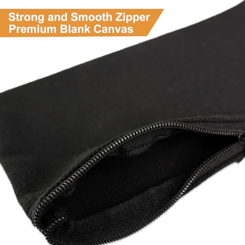 84 Pcs Canvas Zipper Makeup Bags with Zipper Black Bulk Pencil Pouches Blank DIY Craft Canvas Cosmetic Bag Pouch for Makeup Toiletry Stationary Storage Travel