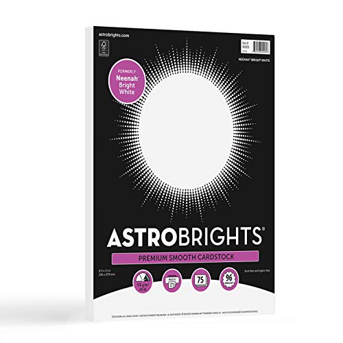 Astrobrights Bright White Cardstock 8.5 x 11 Inches, 65 lb, 75 Sheets - Smooth Finish for Printing