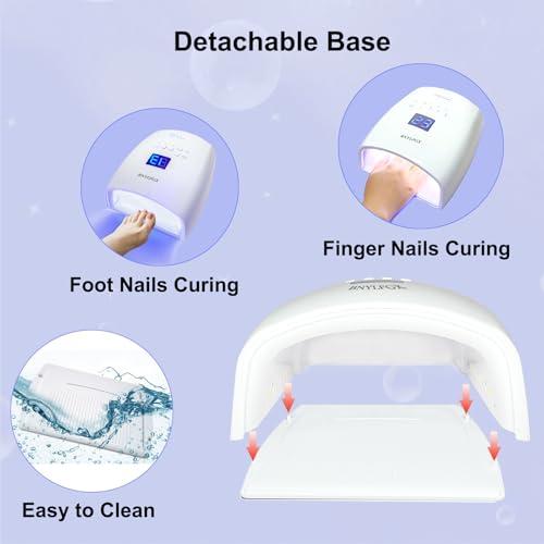 UV Light for Nails, Cordless UV Nail Lamp for Gel Nails 66W, Rechargeable LED Nail Dryer with 5 Timer Setting Auto Sensor Fast Nail Light Curing Lamp for Salon & Home, White