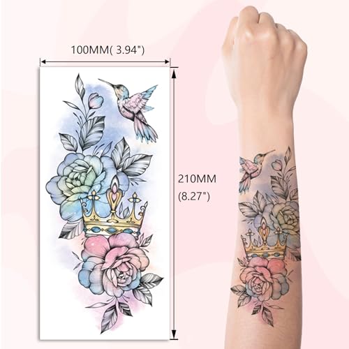 12 Sheet Large Flower Temporary Tattoo Sleeves for Women
