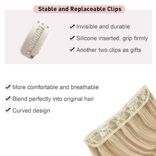 Tinashe Wire Hair Extensions Real Human Hair Straight Hair Extensions 16inch 80g Light Blonde Highlighted Golden Blonde Invisible Wire Fish Line Straight Human Hair Extension