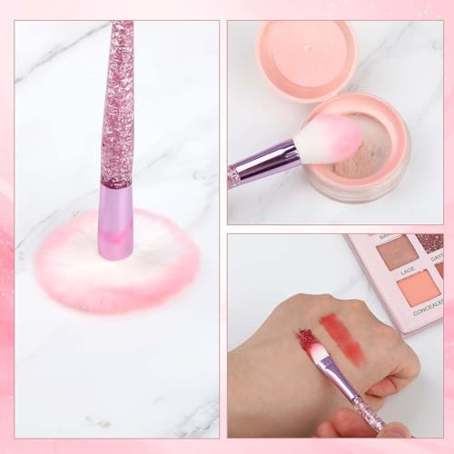 10-Piece Glitter Makeup Brush Set with Crystal Handles