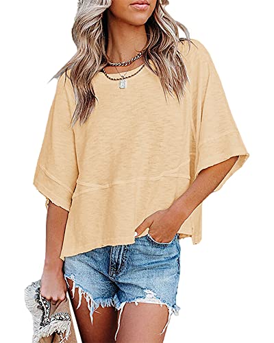 Sovelen Women's Summer Casual Crewneck Batwing T-Shirt