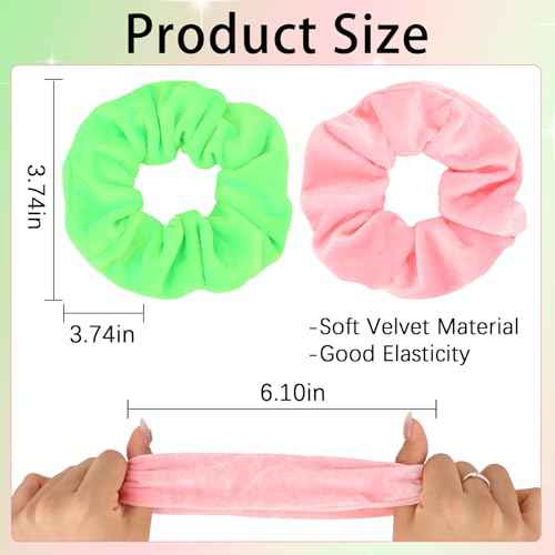 WHAVEL 16 Pack Witch Velvet Scrunchies Witch Party Favors, Pink & Green Hair Ties Movie Hair Accessories for Women Girls