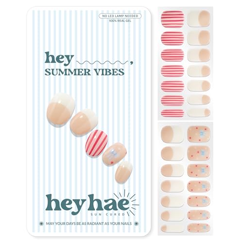 Heyhae Semi Cured Gel Nail Strips - Summer Vibes Salon Quality, 28 Strips