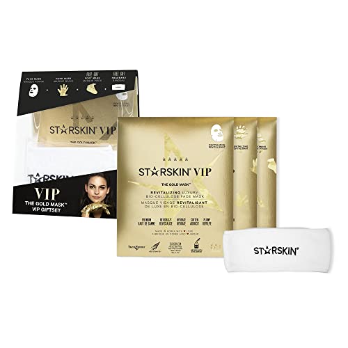 STARSKIN VIP The Gold Mask Giftset - High-end Gift - Complete Collection - Includes Hand, Foot, and Face Masks Headband