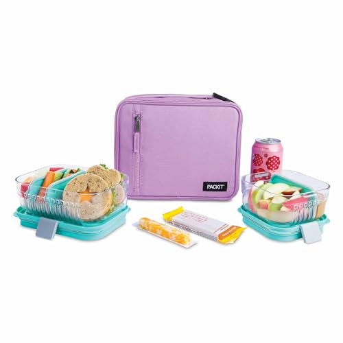 PackIt Freezable Classic Lunch Box, Lavender, Built with ECOFREEZE Technology, Fully Freezable, Collapsible, Reusable, With Zip Front Pocket and Buckle Handle, Designed for Fresh Lunch On the Go