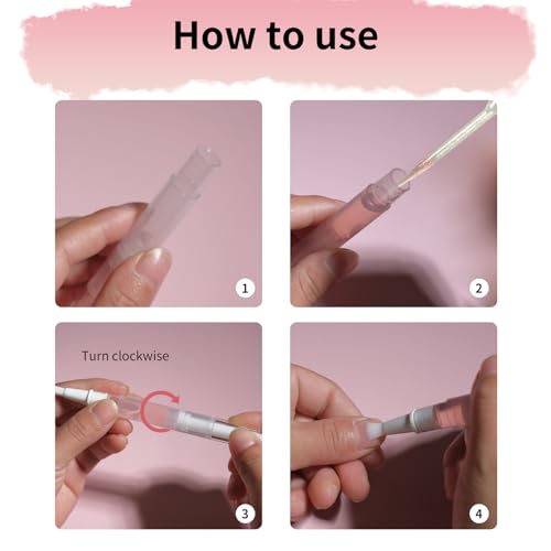 50 Pack 3 ML Transparent Twist Pens 10 Pcs dropper Empty Cuticle Nail Oil Pen Nail Applicators with Brush Tip Cosmetic Lip Gloss Containers Applicators with 10 labels Eyelash Growth Liquid Tube